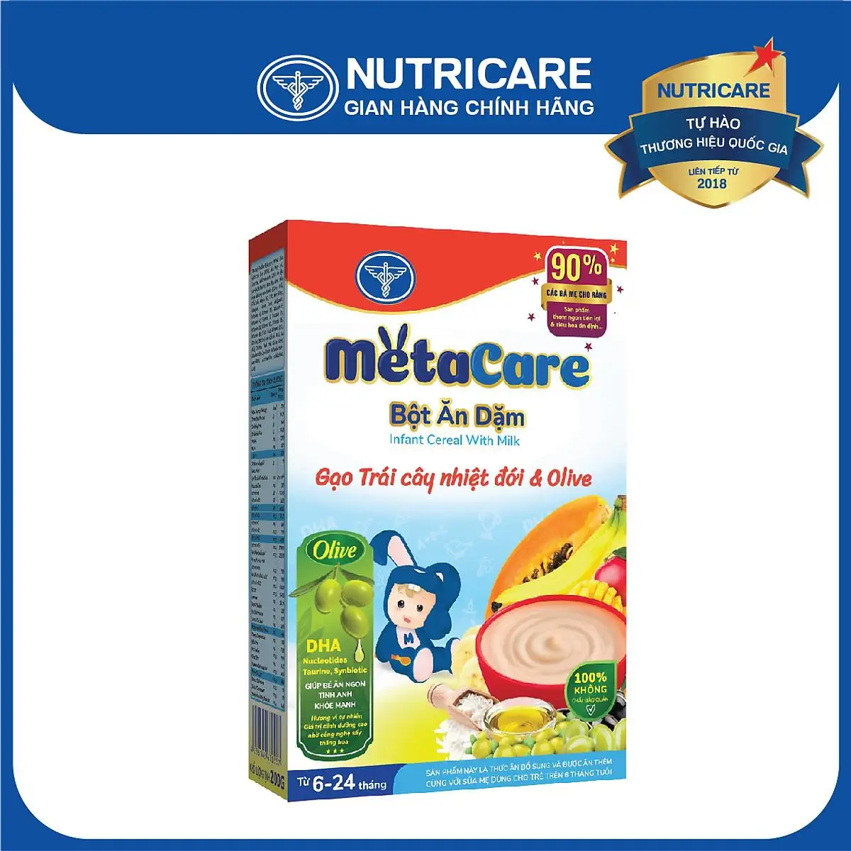 Bột ăn dặm Nutricare Metacare Gạo trái cây nhiệt đới 200g