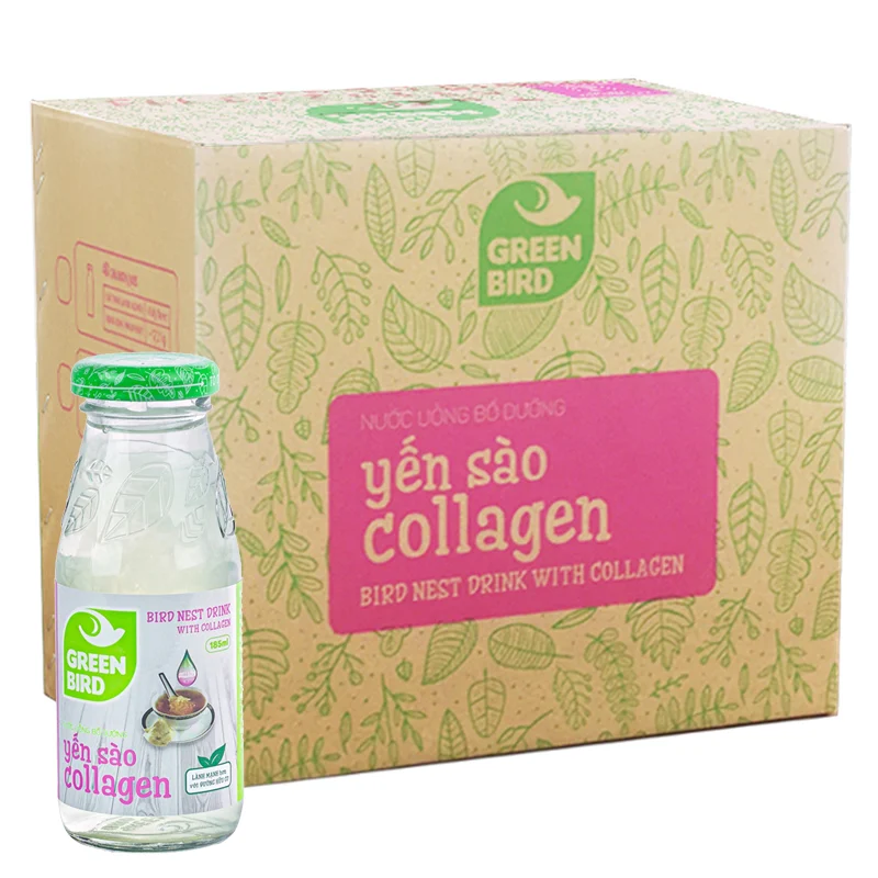 Yến Sào Collagen Green Bird lốc 4 chai185ml*4 Chính Hãng - Thùng